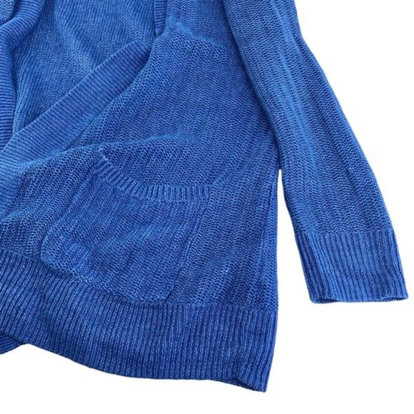 Talbots Linen Blue Knit Open Front Cardigan - Picture 3 of 4